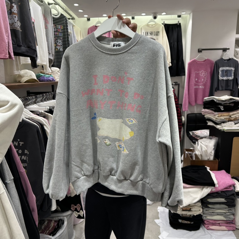 EVE韓國直郵㊣女裝新品25秋冬推薦熱賣職業人氣時尚衛衣加絨鴨EVE衛衣圖色2