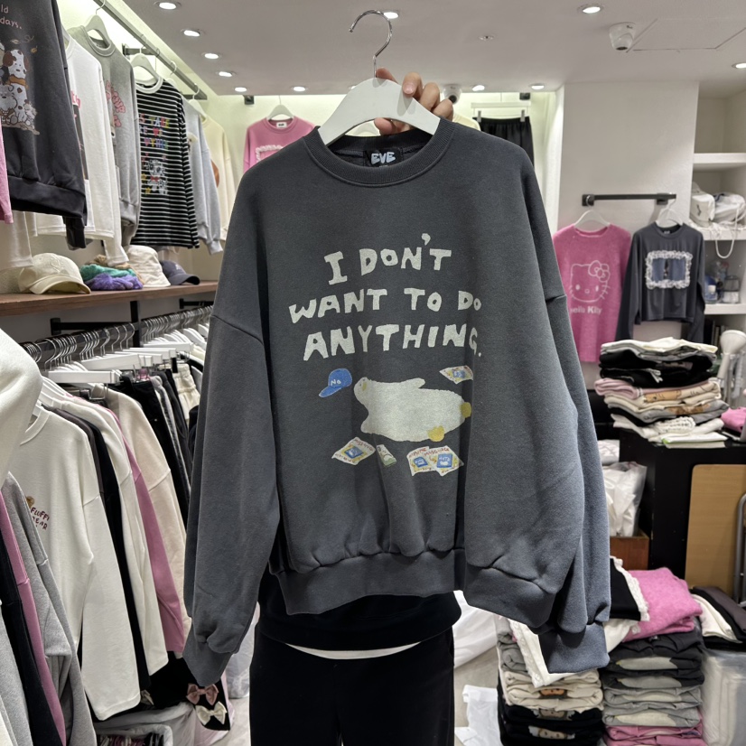 EVE韓國直郵㊣女裝新品25秋冬推薦熱賣職業人氣時尚衛衣加絨鴨EVE衛衣圖色3