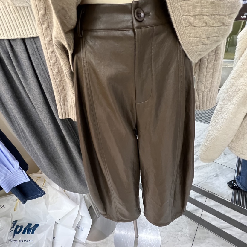 AFTERGLOW韓國代購㊣女士新款人氣推薦時尚職業25秋冬休閑褲皮褲AFTERGLOW休閑褲