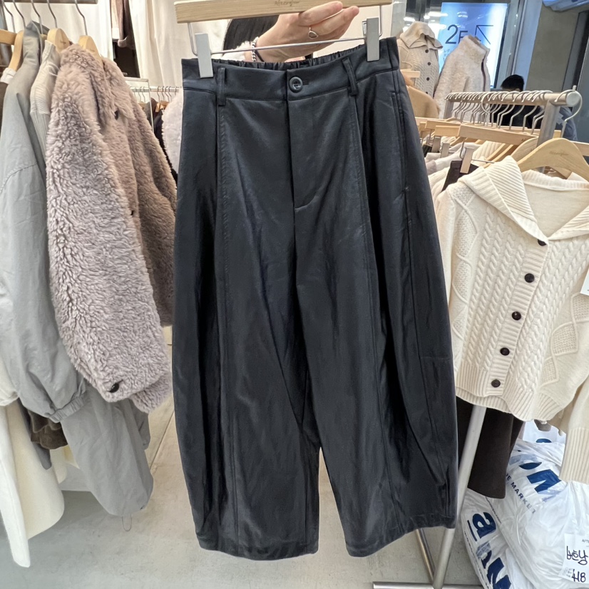 AFTERGLOW韓國代購㊣女士新款人氣推薦時尚職業25秋冬休閑褲皮褲AFTERGLOW休閑褲圖色2