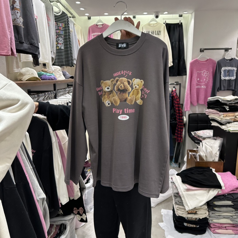 EVE東大門㊣直郵女裝新品人氣時尚25秋冬休閑推薦熱賣長袖T恤EVE長袖T恤圖色2