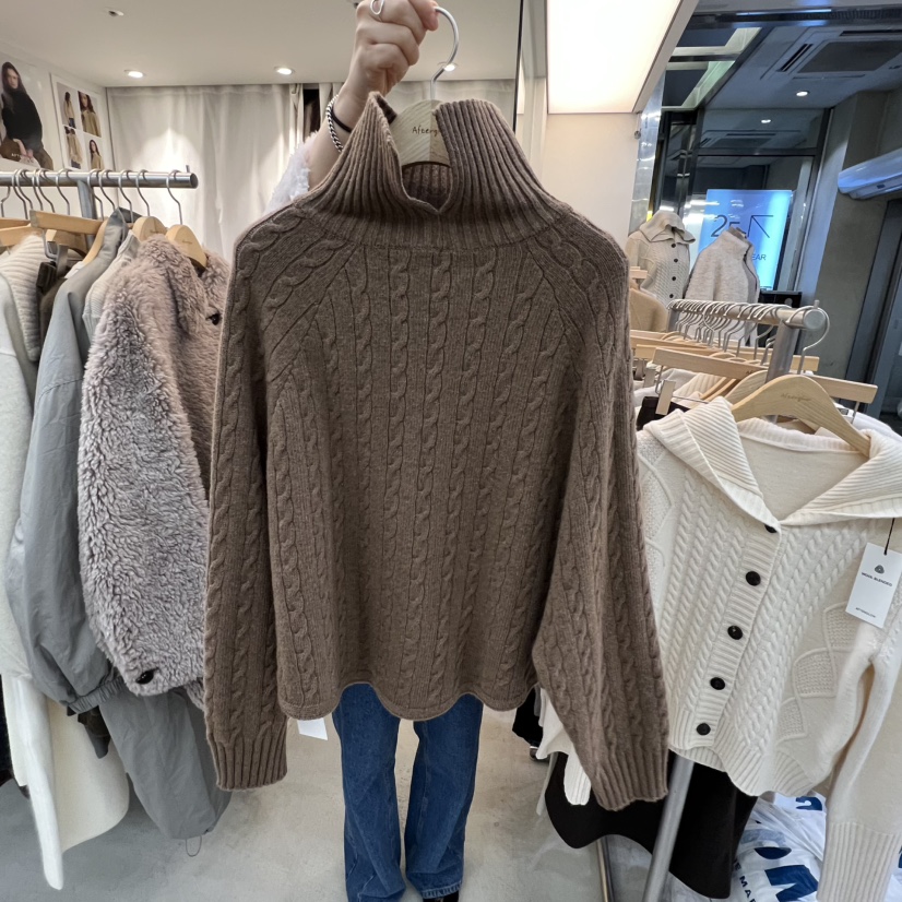 AFTERGLOW韓國代購㊣女士新款熱賣人氣針織衫麻花針織兩面穿AFTERGLOW針織衫圖色3