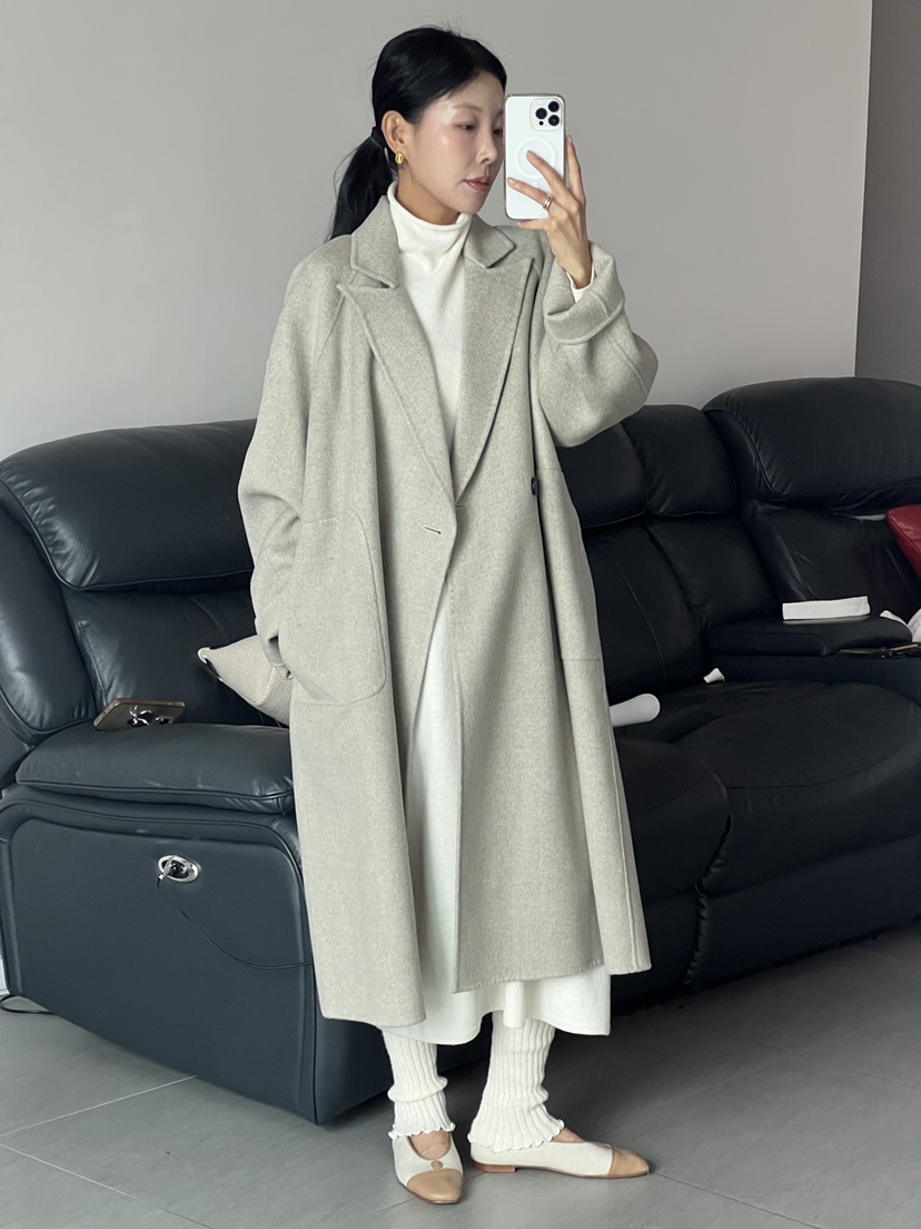 MILUI韓國直郵㊣女士新品真品時尚休閑25秋冬推薦中長款大衣MILUI中長款大衣