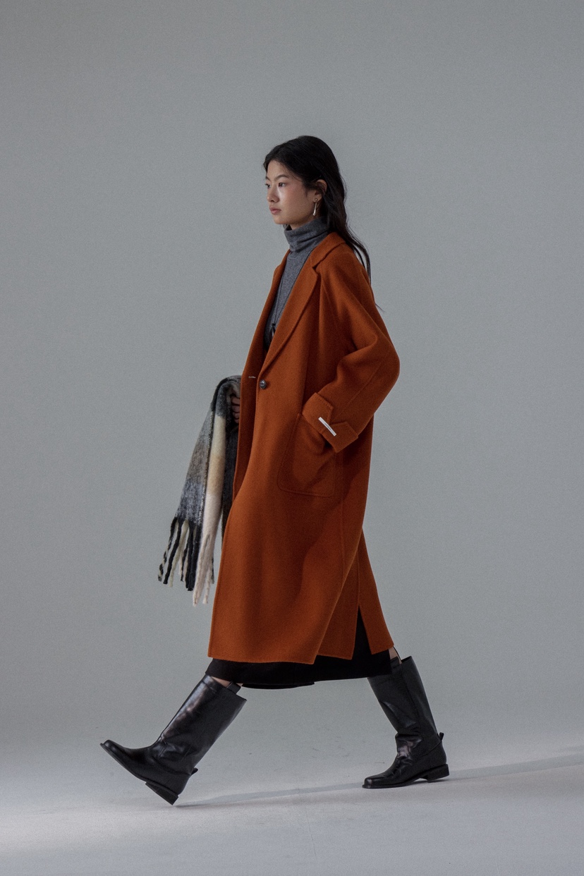 MILUI韓國代購㊣女士新款職業休閑熱賣25秋冬時尚中長款大衣MILUI中長款大衣