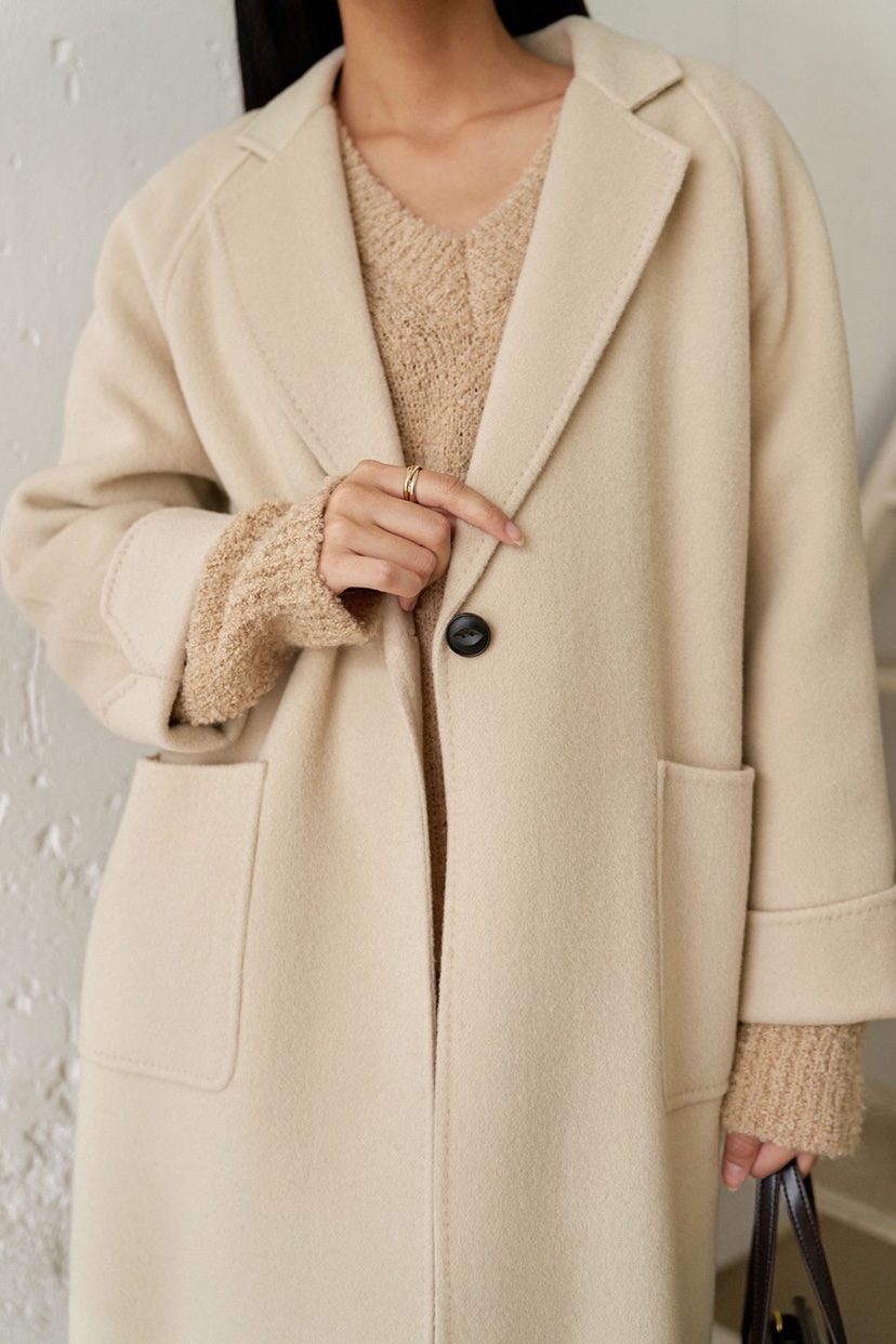 MILUI韓國代購㊣女士新款職業休閑熱賣25秋冬時尚中長款大衣MILUI中長款大衣