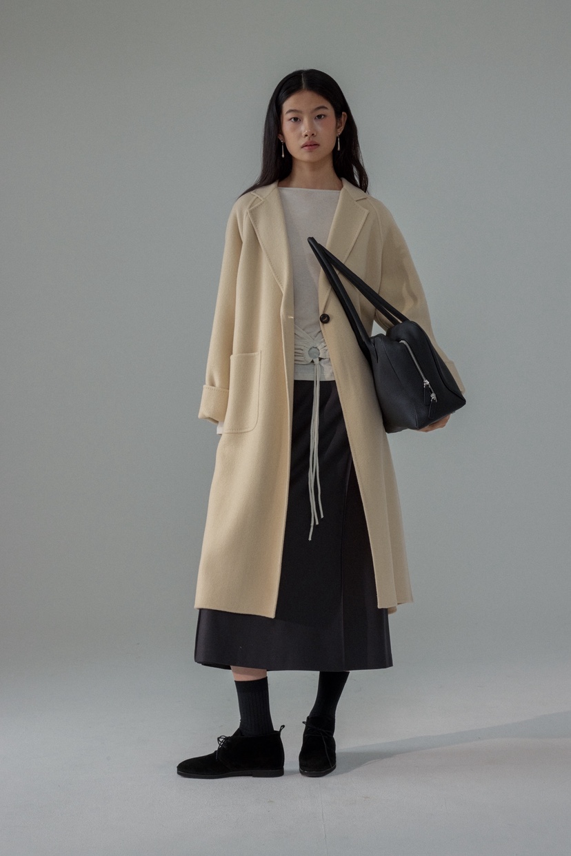 MILUI韓國代購㊣女士新款職業休閑熱賣25秋冬時尚中長款大衣MILUI中長款大衣