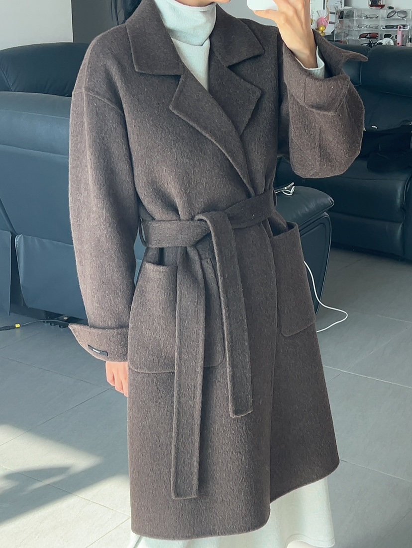 MILUI韓國直郵㊣女士新款職業熱賣時尚推薦中長款大衣含腰帶MILUI中長款大衣