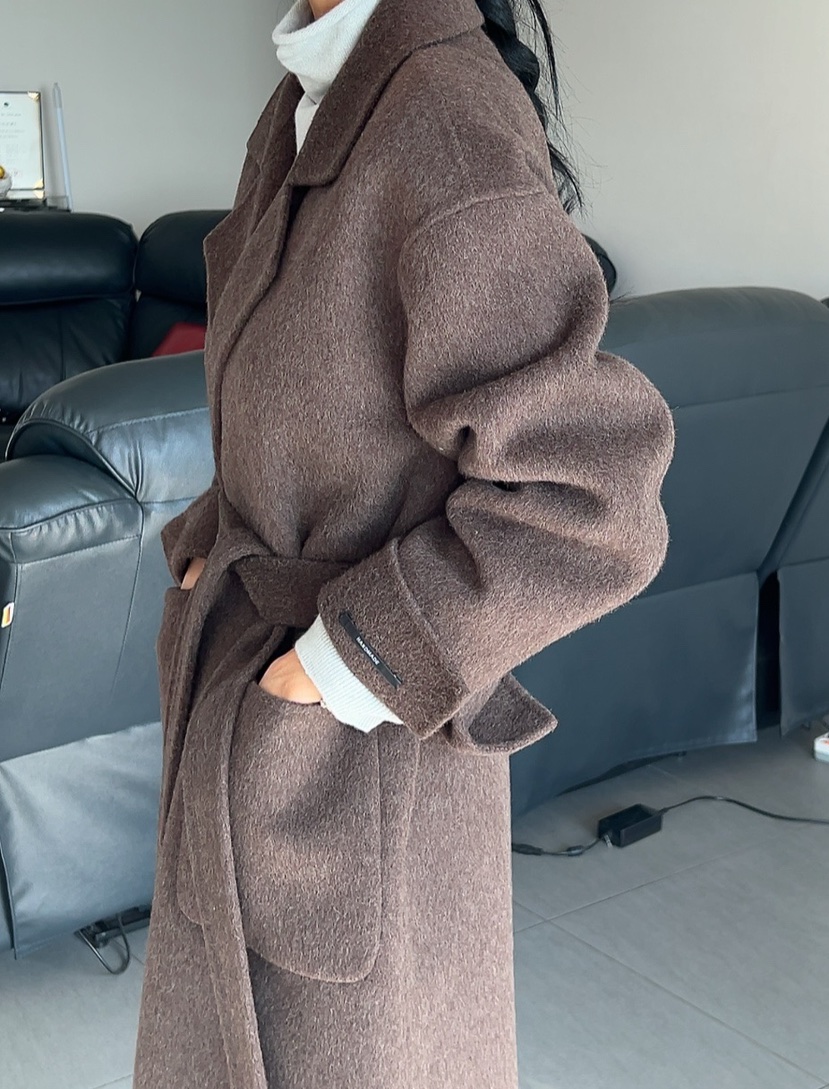 MILUI韓國直郵㊣女士新款職業熱賣時尚推薦中長款大衣含腰帶MILUI中長款大衣