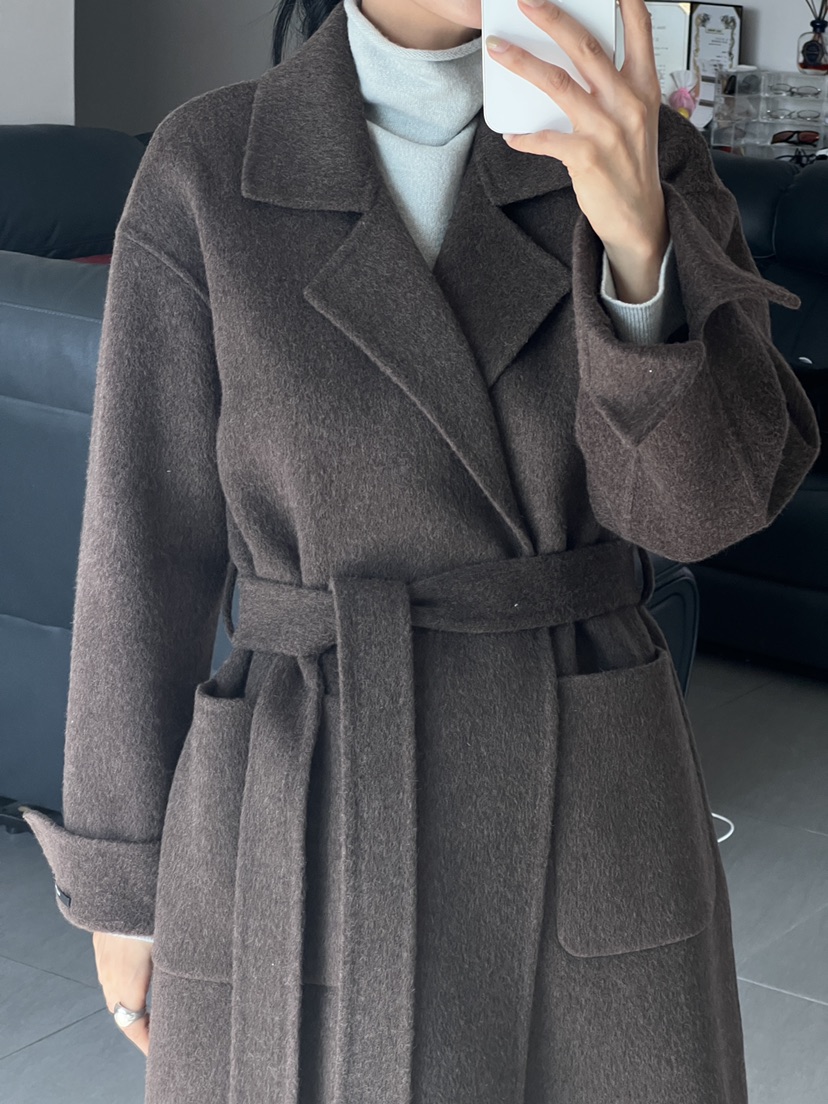 MILUI韓國直郵㊣女士新款職業熱賣時尚推薦中長款大衣含腰帶MILUI中長款大衣