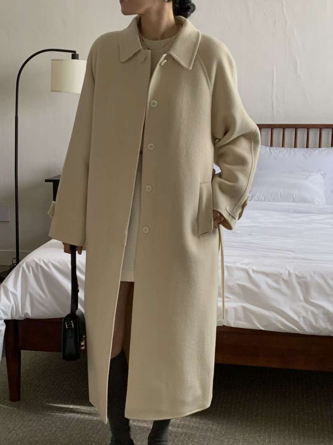 IVORY東大門㊣代購女裝新款25秋冬真品職業休閑推薦中長款大衣IVORY中長款大衣