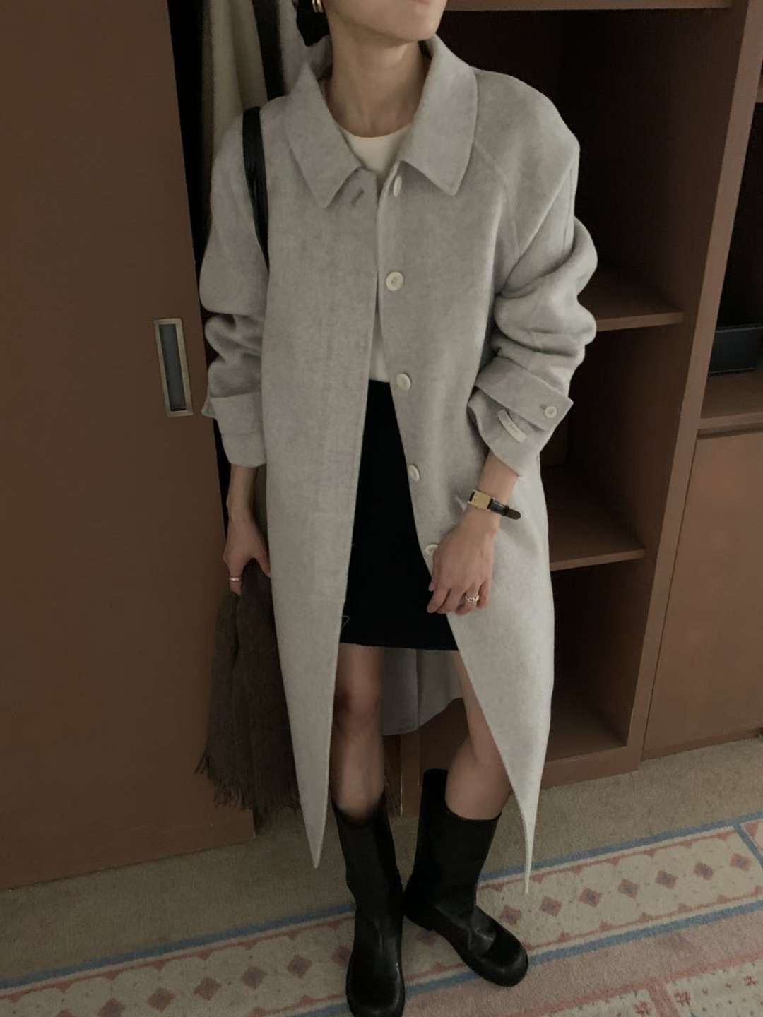 IVORY東大門㊣代購女裝新款25秋冬真品職業休閑推薦中長款大衣IVORY中長款大衣