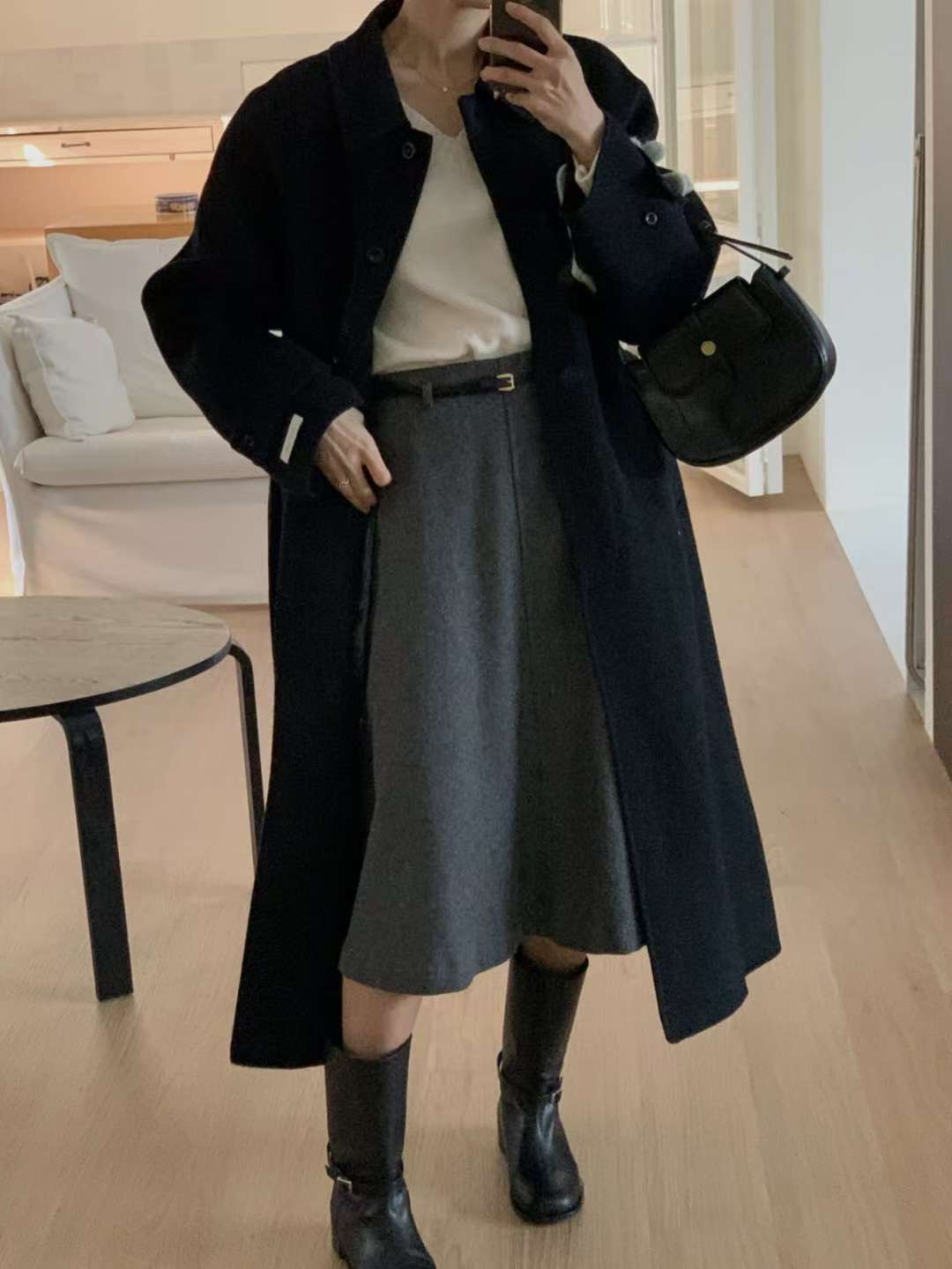 IVORY東大門㊣代購女裝新款25秋冬真品職業休閑推薦中長款大衣IVORY中長款大衣