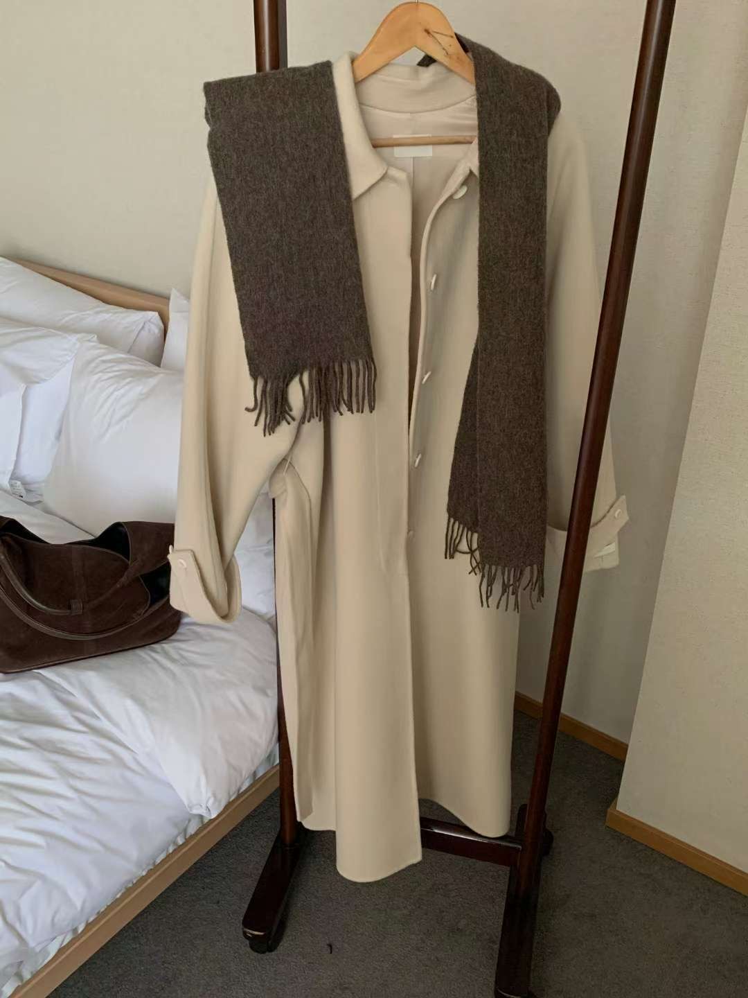 IVORY東大門㊣代購女裝新款25秋冬真品職業休閑推薦中長款大衣IVORY中長款大衣