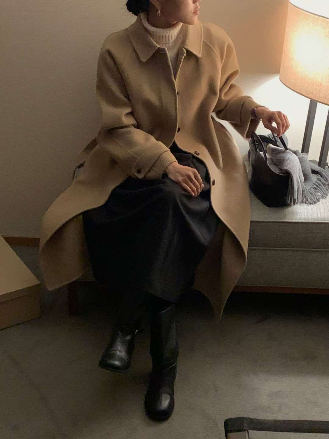 IVORY東大門㊣代購女裝新款25秋冬真品職業休閑推薦中長款大衣IVORY中長款大衣圖色2