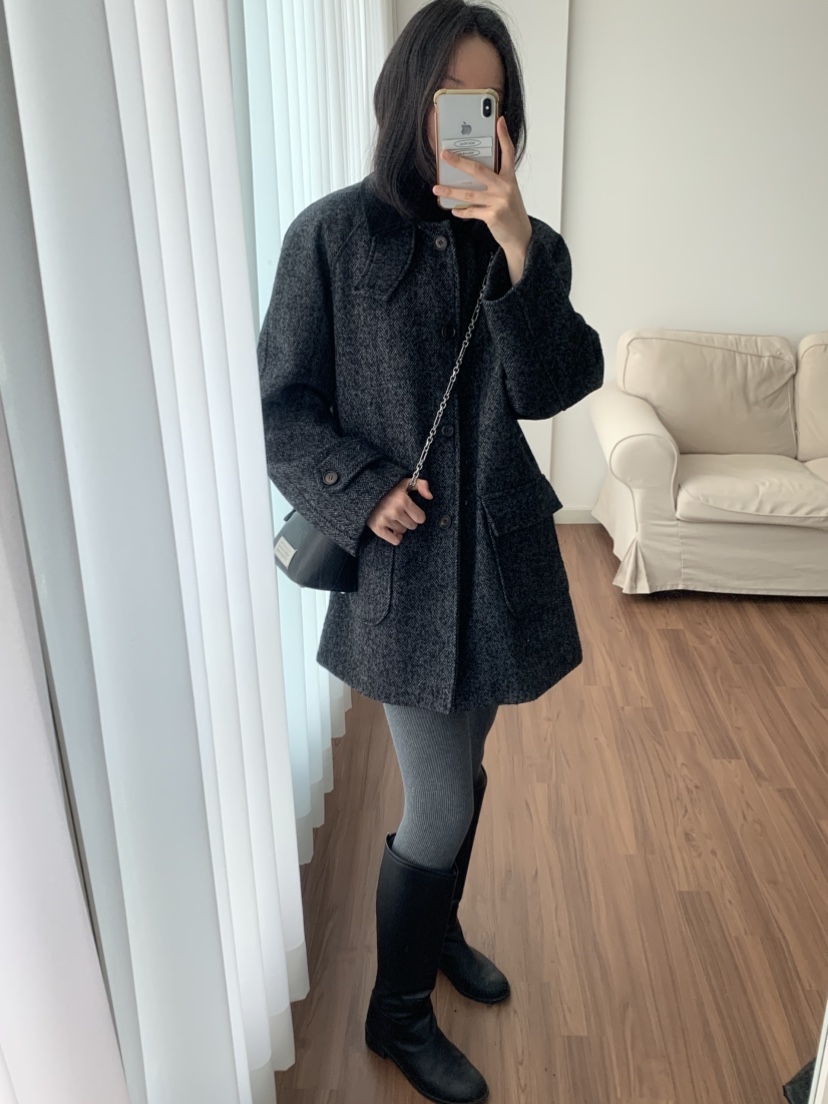 NOUVEAU韓國直郵㊣女裝新品人氣時尚25秋冬職業推薦中長款大衣NOUVEAU中長款大衣