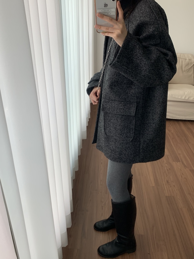 NOUVEAU韓國直郵㊣女裝新品人氣時尚25秋冬職業推薦中長款大衣NOUVEAU中長款大衣