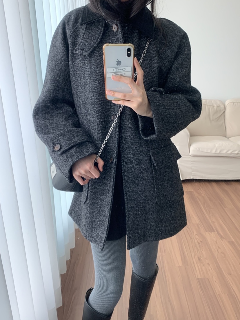 NOUVEAU韓國直郵㊣女裝新品人氣時尚25秋冬職業推薦中長款大衣NOUVEAU中長款大衣