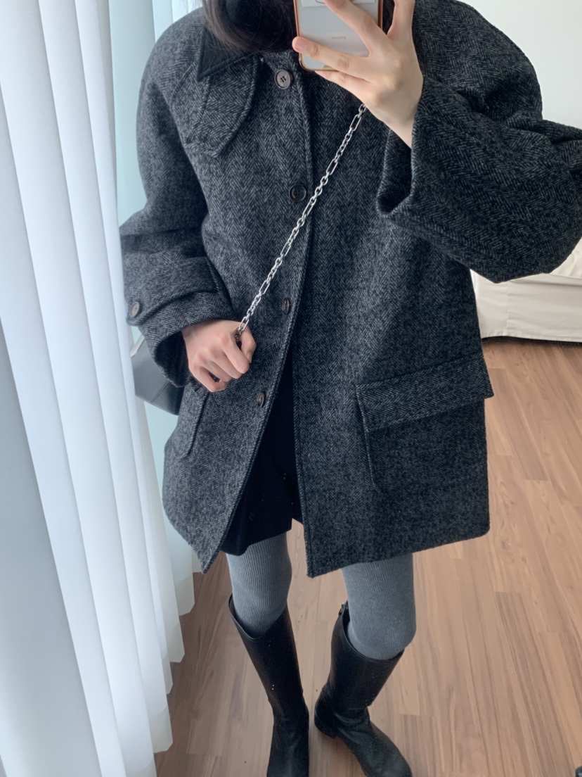 NOUVEAU韓國直郵㊣女裝新品人氣時尚25秋冬職業推薦中長款大衣NOUVEAU中長款大衣