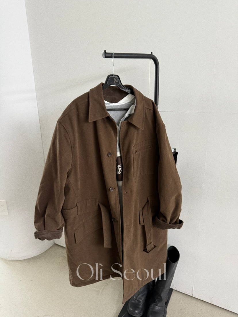 OLI SEOUL東大門㊣實拍女裝新品職業休閑人氣推薦長款風衣OLI SEOUL長款風衣