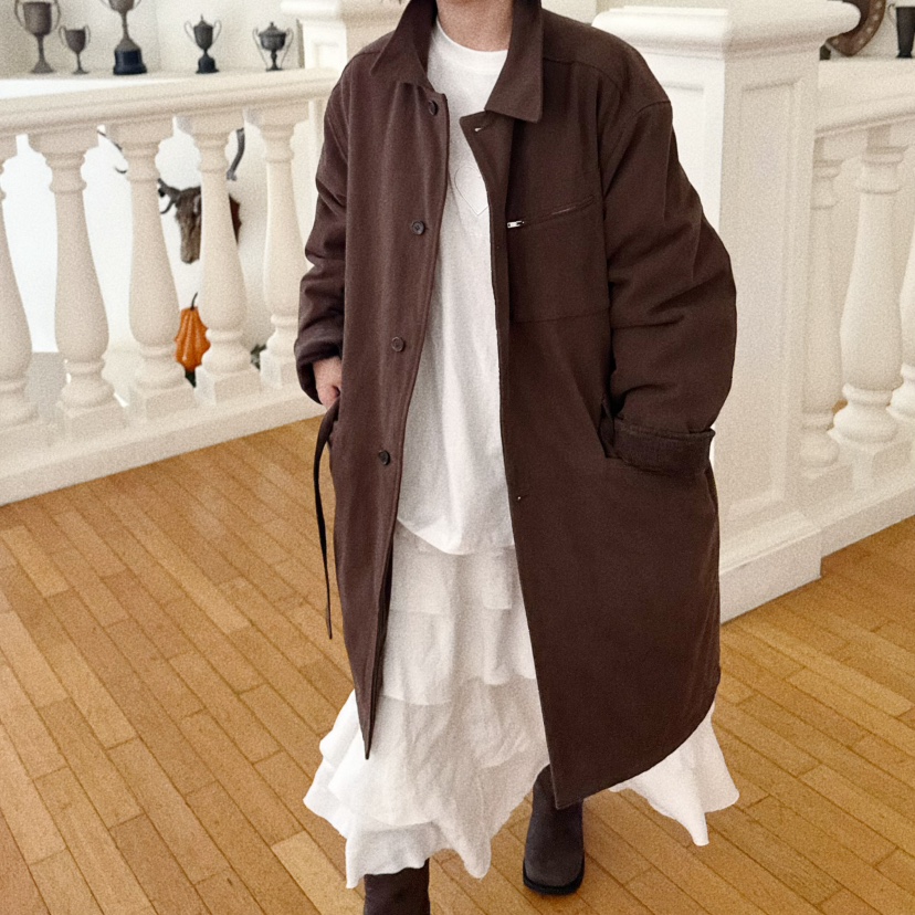 OLI SEOUL東大門㊣實拍女裝新品職業休閑人氣推薦長款風衣OLI SEOUL長款風衣