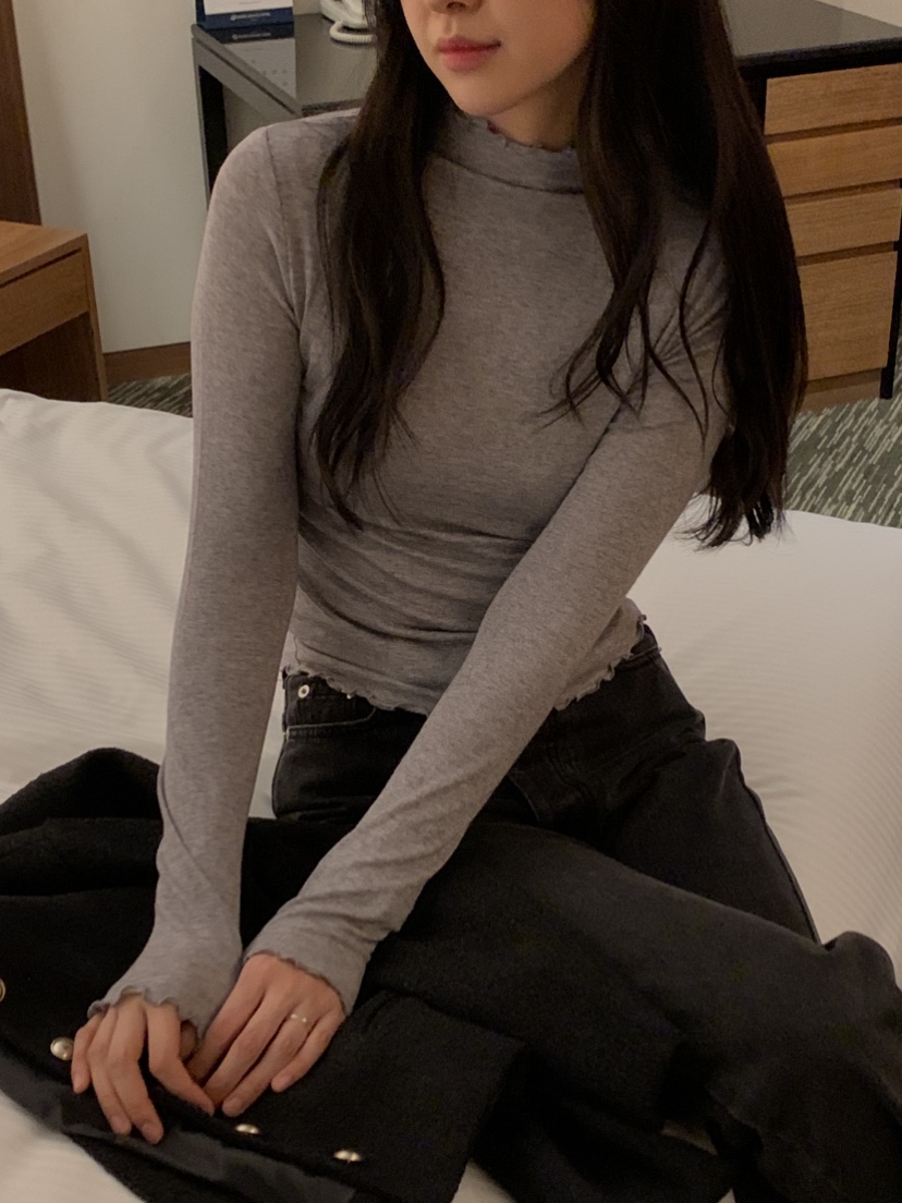 NOUVEAU韓國代購㊣女士新款真品人氣推薦休閑職業25秋冬長袖T恤NOUVEAU長袖T恤圖色2