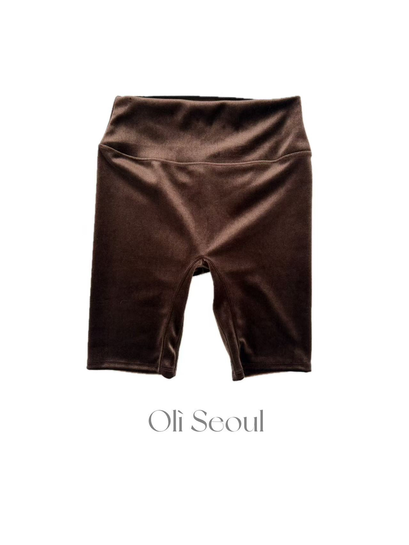 OLI SEOUL東大門㊣代購女士新品推薦職業短褲天鵝絨緊身褲OLI SEOUL短褲圖色2