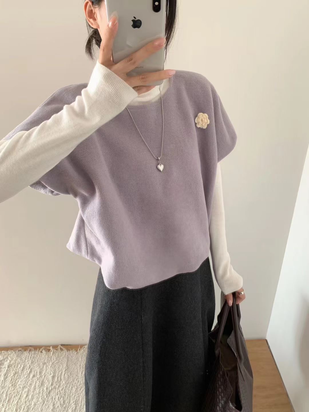 ANGE韓國代購㊣女士新款熱賣休閑職業真品25秋冬針織衫不含內搭ANGE針織衫圖色2