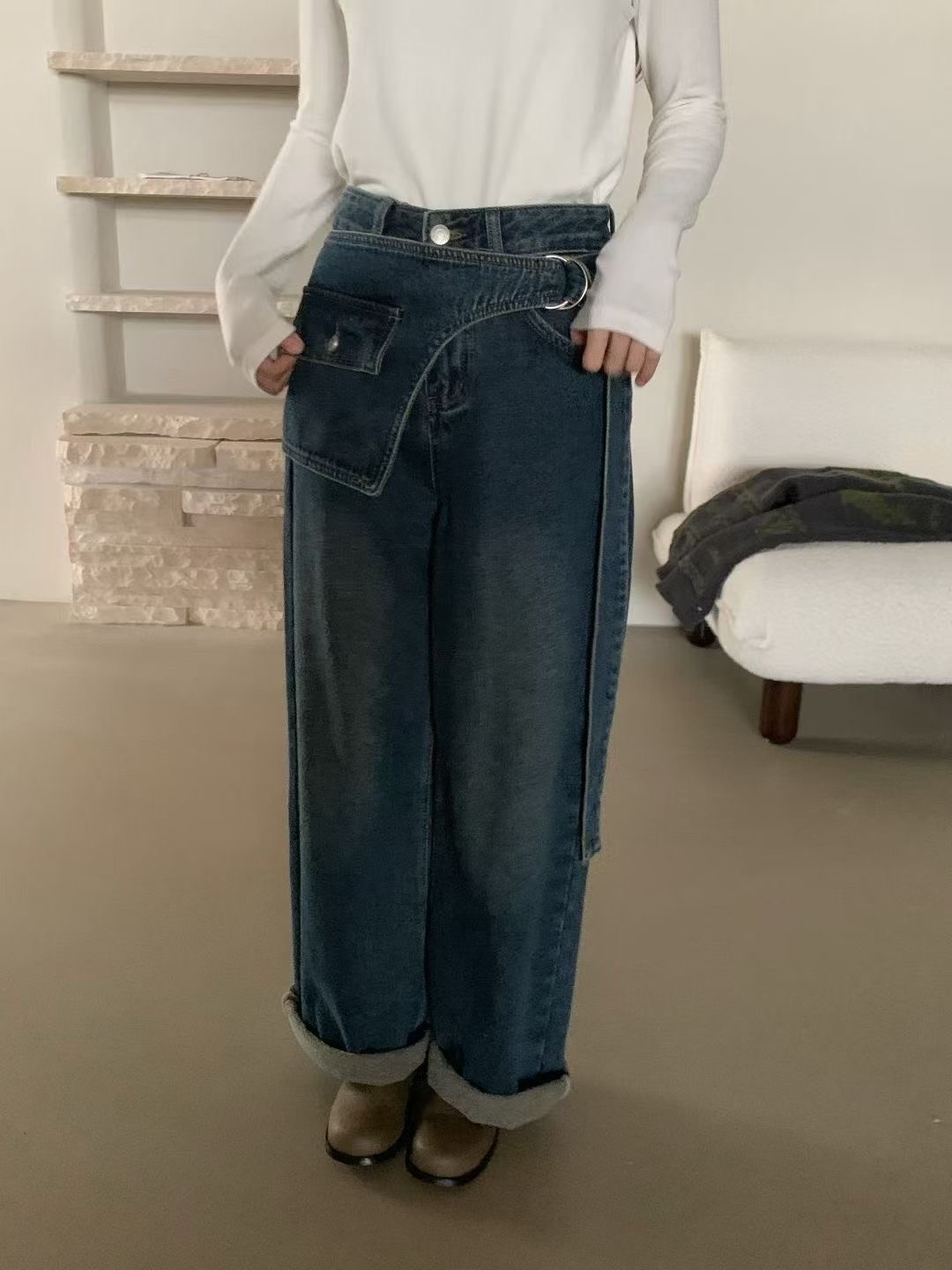 ANGE東大門㊣實拍女士新款25秋冬真品職業熱賣時尚人氣牛仔褲ANGE牛仔褲