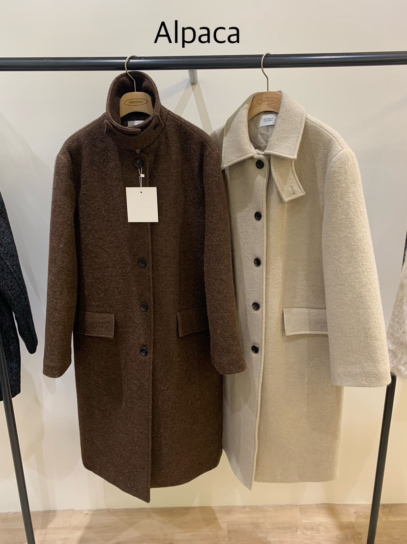 NOUVEAU韓國代購㊣女士新款職業推薦熱賣中長款大衣羊駝長款NOUVEAU中長款大衣