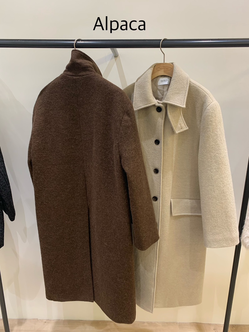 NOUVEAU韓國代購㊣女士新款職業推薦熱賣中長款大衣羊駝長款NOUVEAU中長款大衣