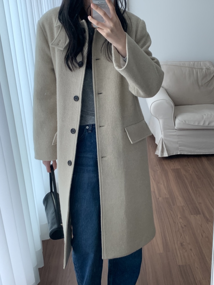 NOUVEAU韓國代購㊣女士新款職業推薦熱賣中長款大衣羊駝長款NOUVEAU中長款大衣