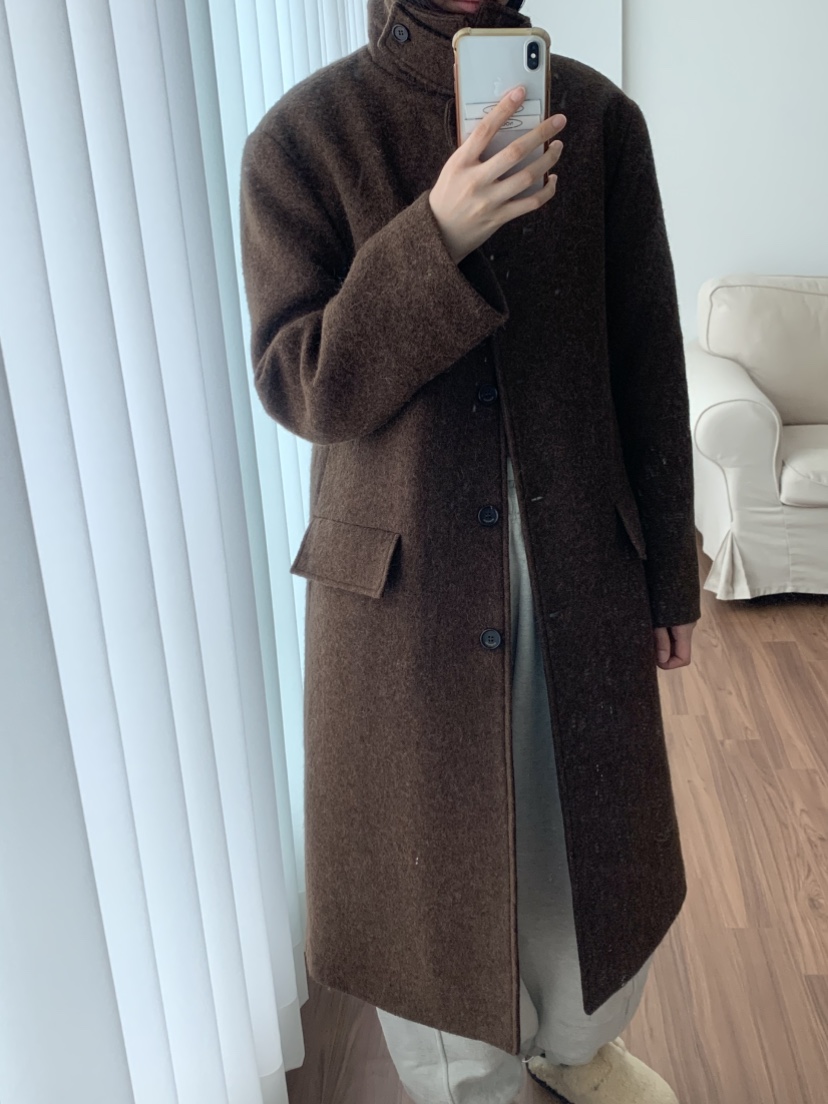 NOUVEAU韓國代購㊣女士新款職業推薦熱賣中長款大衣羊駝長款NOUVEAU中長款大衣圖色2