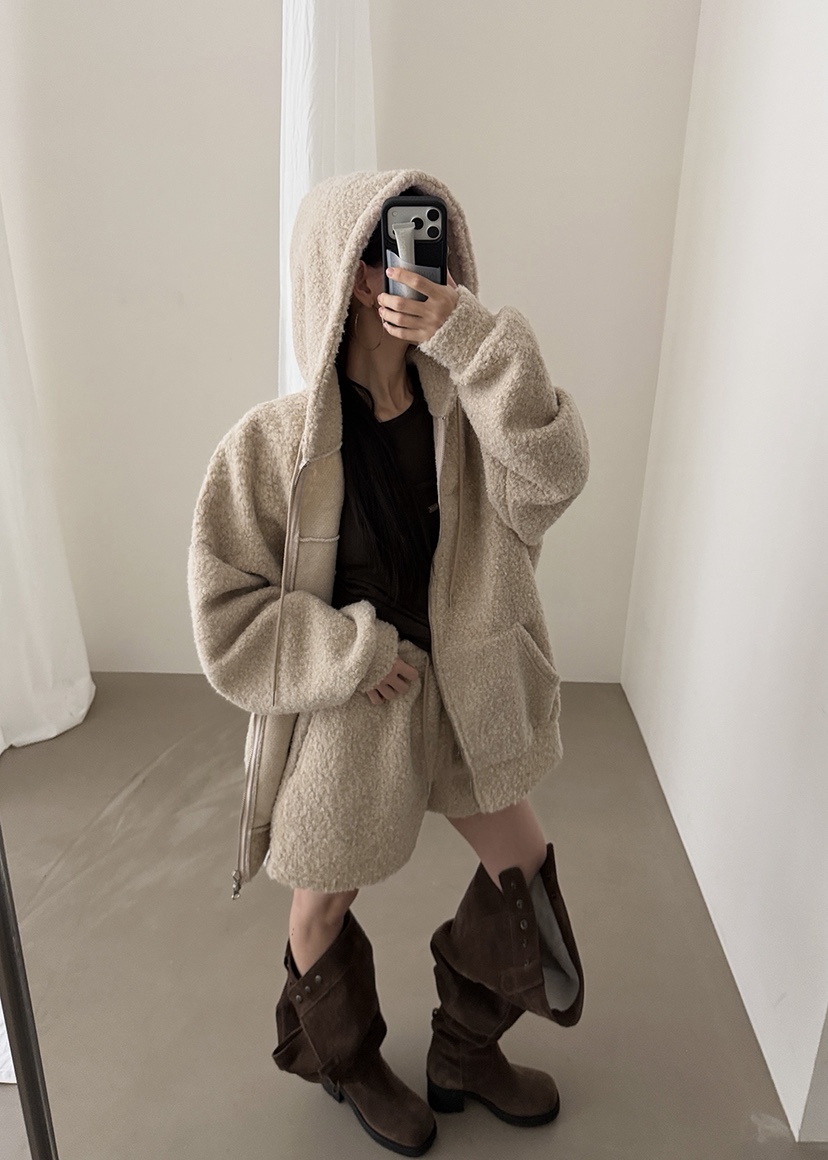 AMOOD東大門㊣直郵女裝新品休閑25秋冬人氣時尚熱賣衛衣拉鏈AMOOD衛衣