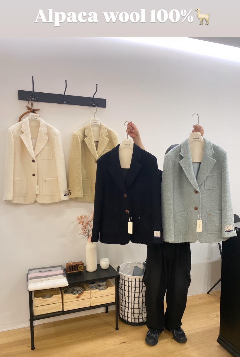 BOHEME東大門㊣直郵女裝新款職業時尚人氣休閑短款大衣羊毛BOHEME短款大衣