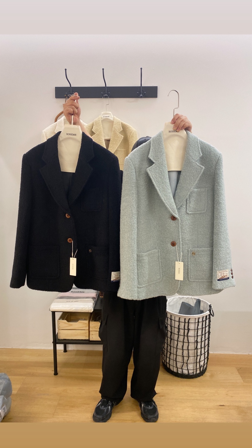 BOHEME東大門㊣直郵女裝新款職業時尚人氣休閑短款大衣羊毛BOHEME短款大衣