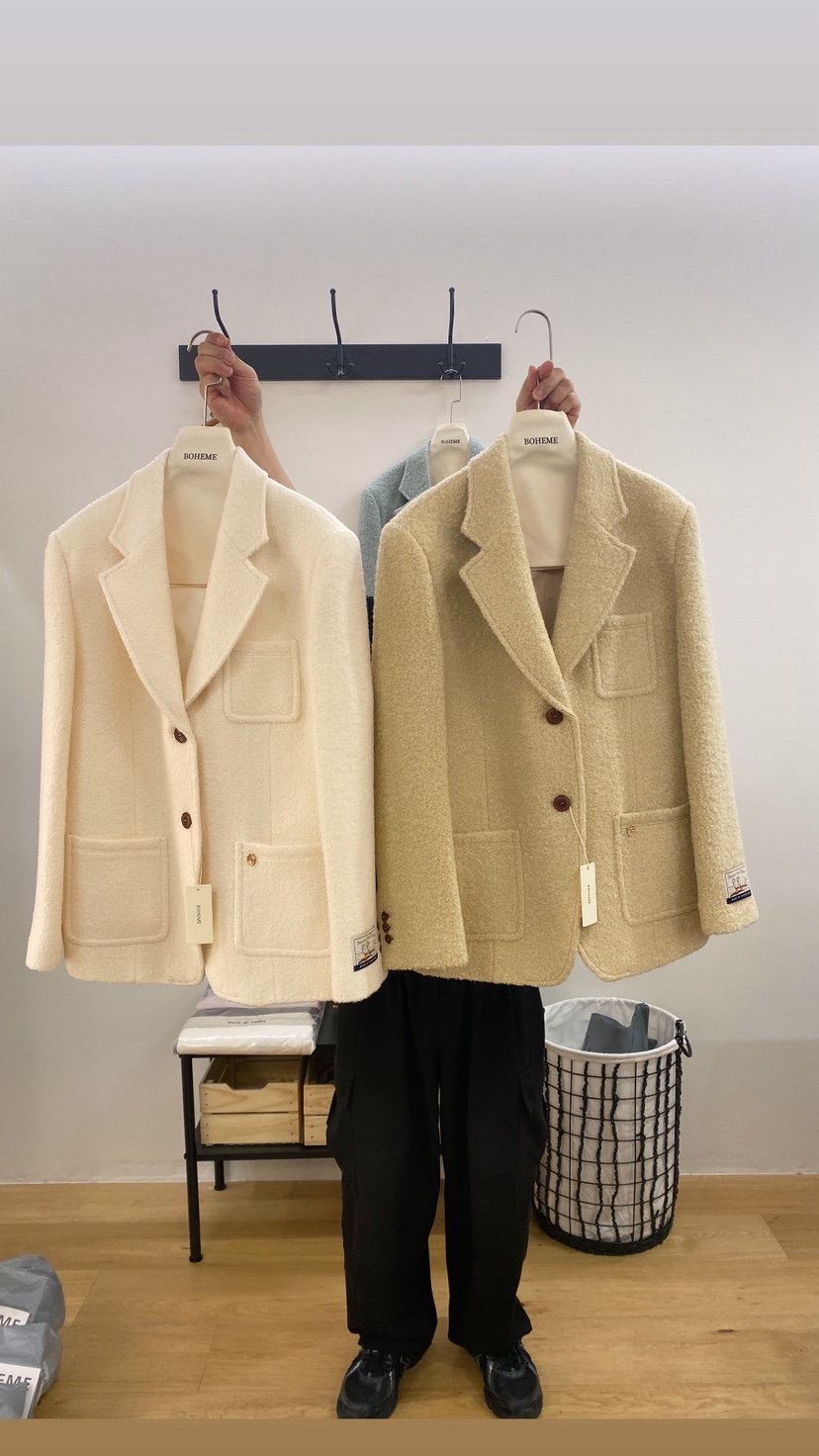 BOHEME東大門㊣直郵女裝新款職業時尚人氣休閑短款大衣羊毛BOHEME短款大衣