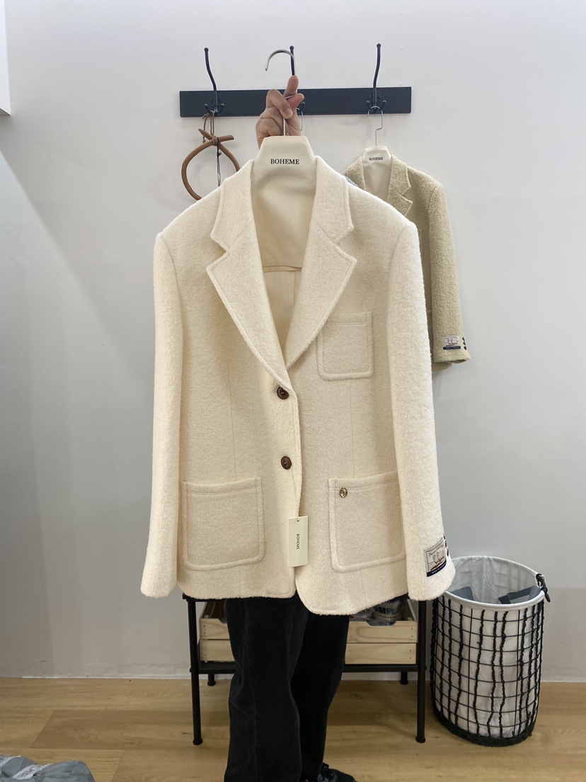 BOHEME東大門㊣直郵女裝新款職業時尚人氣休閑短款大衣羊毛BOHEME短款大衣