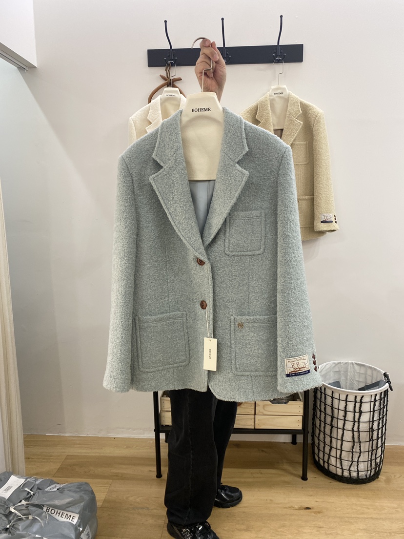 BOHEME東大門㊣直郵女裝新款職業時尚人氣休閑短款大衣羊毛BOHEME短款大衣圖色2