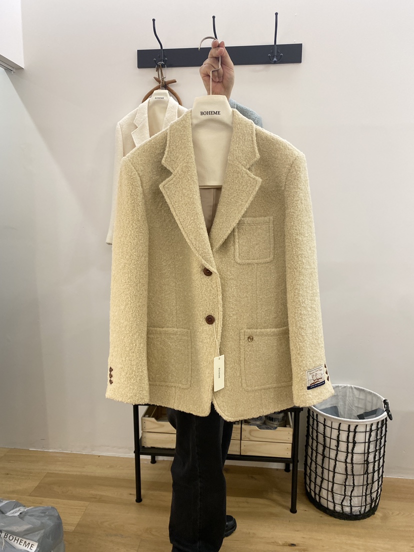 BOHEME東大門㊣直郵女裝新款職業時尚人氣休閑短款大衣羊毛BOHEME短款大衣圖色3