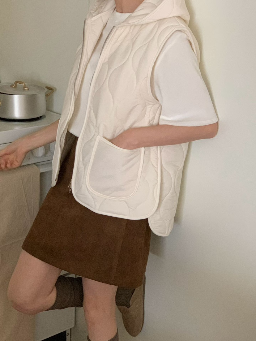 BINUS韓國代購㊣女士新品休閑推薦職業真品熱賣馬甲絎縫連帽BINUS馬甲