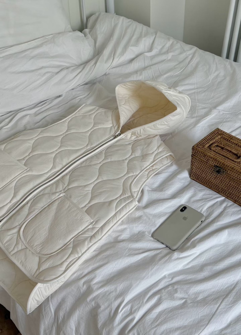 BINUS韓國代購㊣女士新品休閑推薦職業真品熱賣馬甲絎縫連帽BINUS馬甲