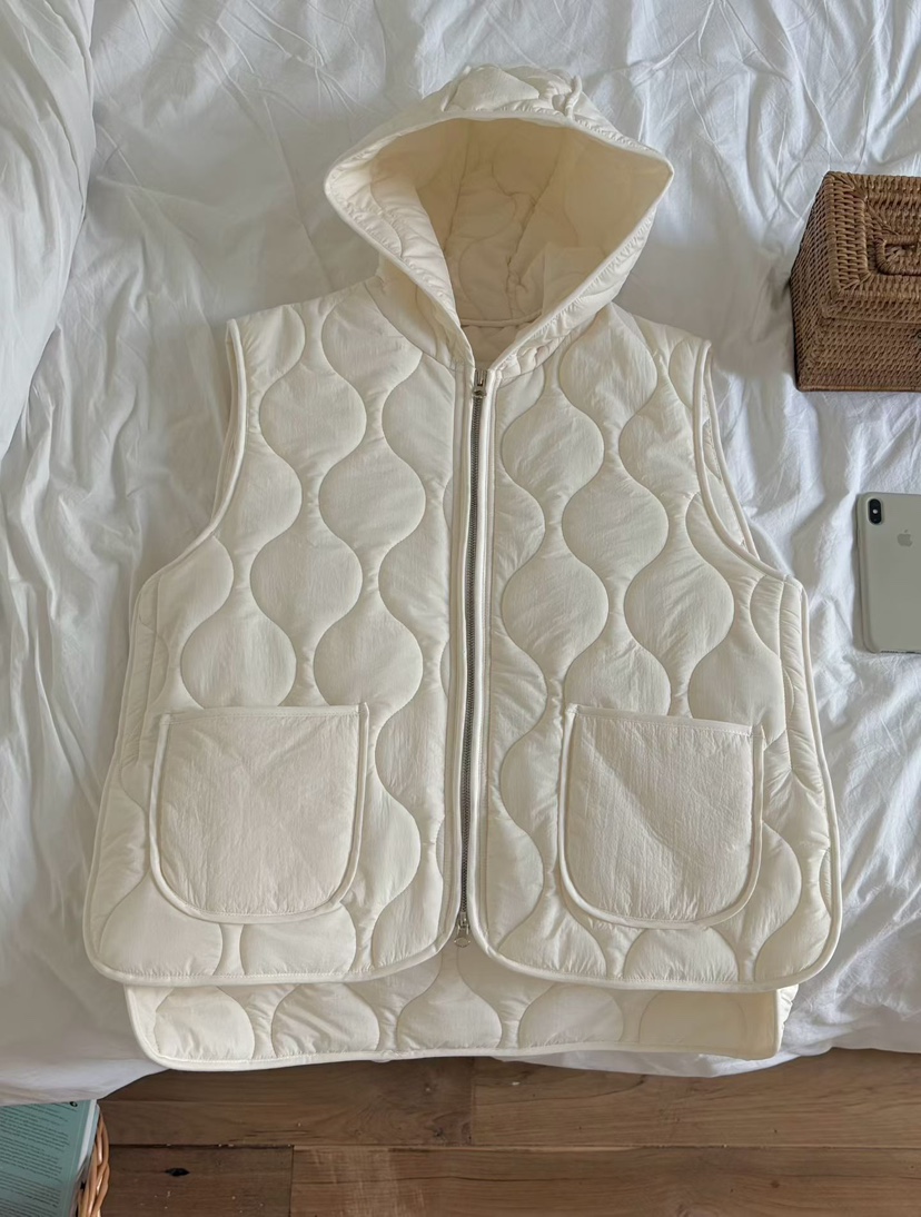 BINUS韓國代購㊣女士新品休閑推薦職業真品熱賣馬甲絎縫連帽BINUS馬甲圖色2