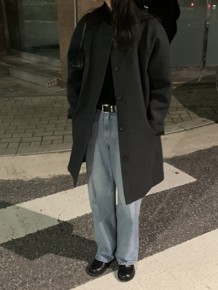 NOUVEAU韓國代購㊣女裝新品時尚職業推薦休閑中長款大衣羊毛NOUVEAU中長款大衣