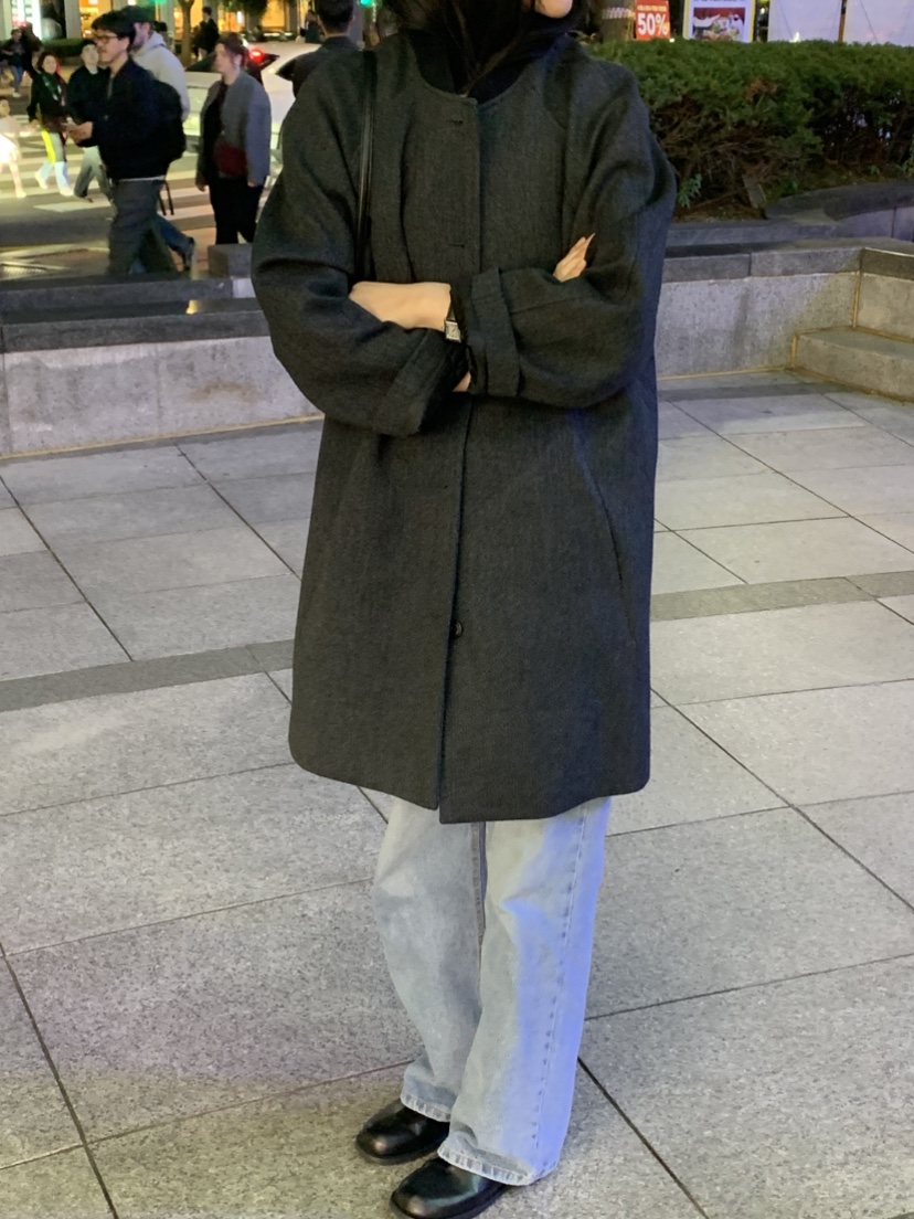 NOUVEAU韓國代購㊣女裝新品時尚職業推薦休閑中長款大衣羊毛NOUVEAU中長款大衣