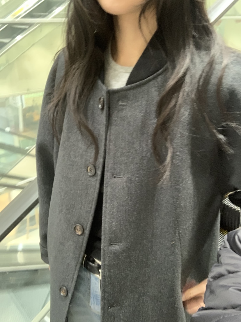 NOUVEAU韓國代購㊣女裝新品時尚職業推薦休閑中長款大衣羊毛NOUVEAU中長款大衣