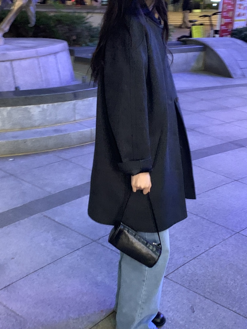 NOUVEAU韓國代購㊣女裝新品時尚職業推薦休閑中長款大衣羊毛NOUVEAU中長款大衣