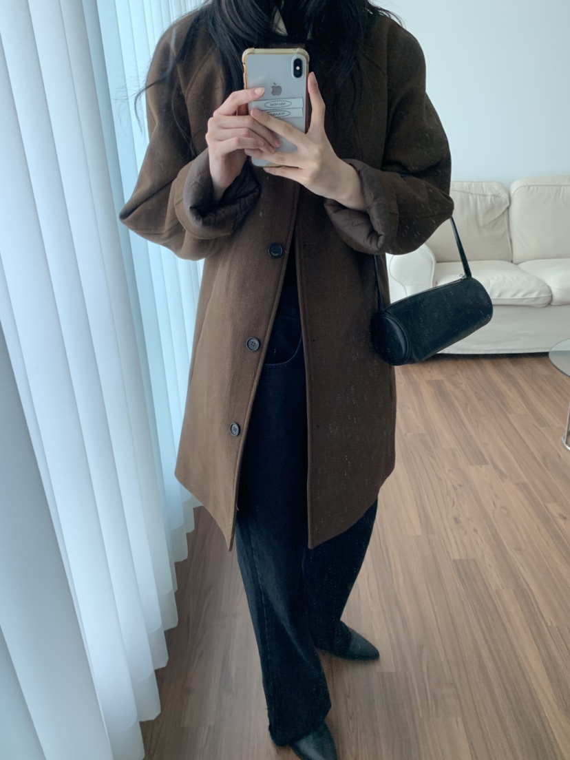 NOUVEAU韓國代購㊣女裝新品時尚職業推薦休閑中長款大衣羊毛NOUVEAU中長款大衣