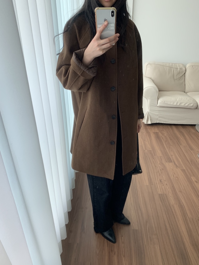 NOUVEAU韓國代購㊣女裝新品時尚職業推薦休閑中長款大衣羊毛NOUVEAU中長款大衣圖色2