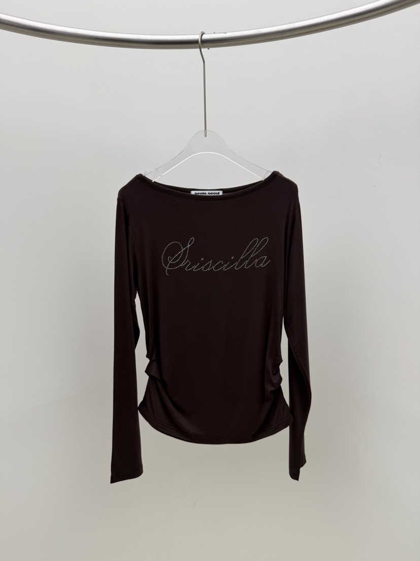 SEOLO東大門㊣直郵女士新款推薦職業人氣真品時尚長袖T恤褶皺Seolo seoul長袖T恤