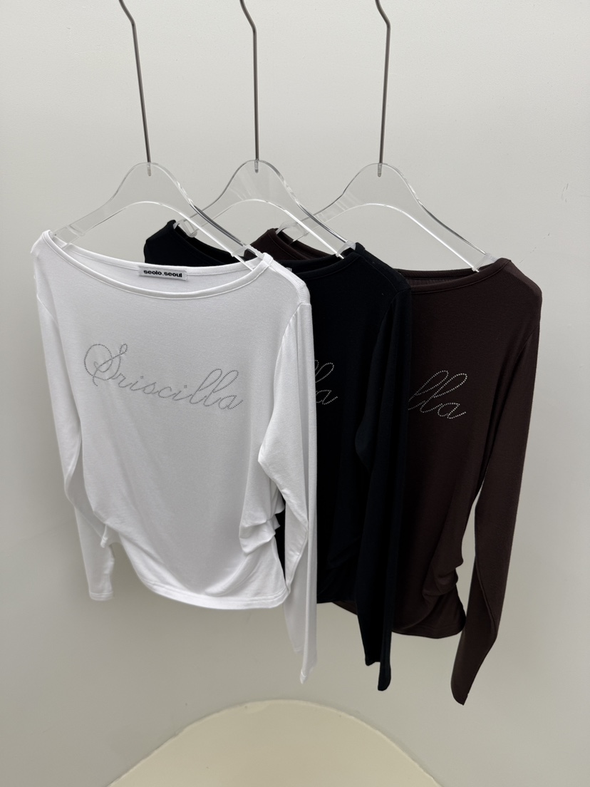 SEOLO東大門㊣直郵女士新款推薦職業人氣真品時尚長袖T恤褶皺Seolo seoul長袖T恤